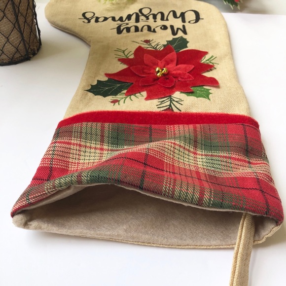 🎄3 Pieces 3D Merry Christmas Flowers 18” Stocking - Picture 7 of 15